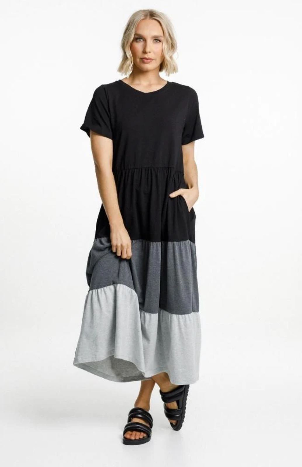 Home Lee Kendall Dress - Black/Charcoal/Grey Spice