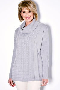 Paula Ryan Cable Knit Sweater - Silver