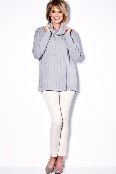 Paula Ryan Cable Knit Sweater - Silver