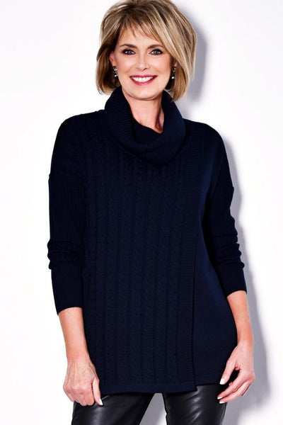 Paula Ryan Cable Knit Sweater - Navy