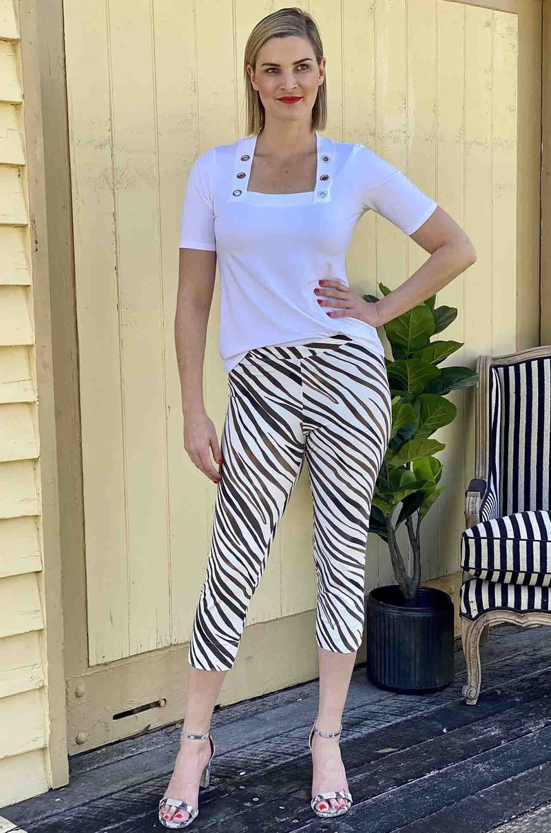 Paula Ryan Slouch Capri - Zebra