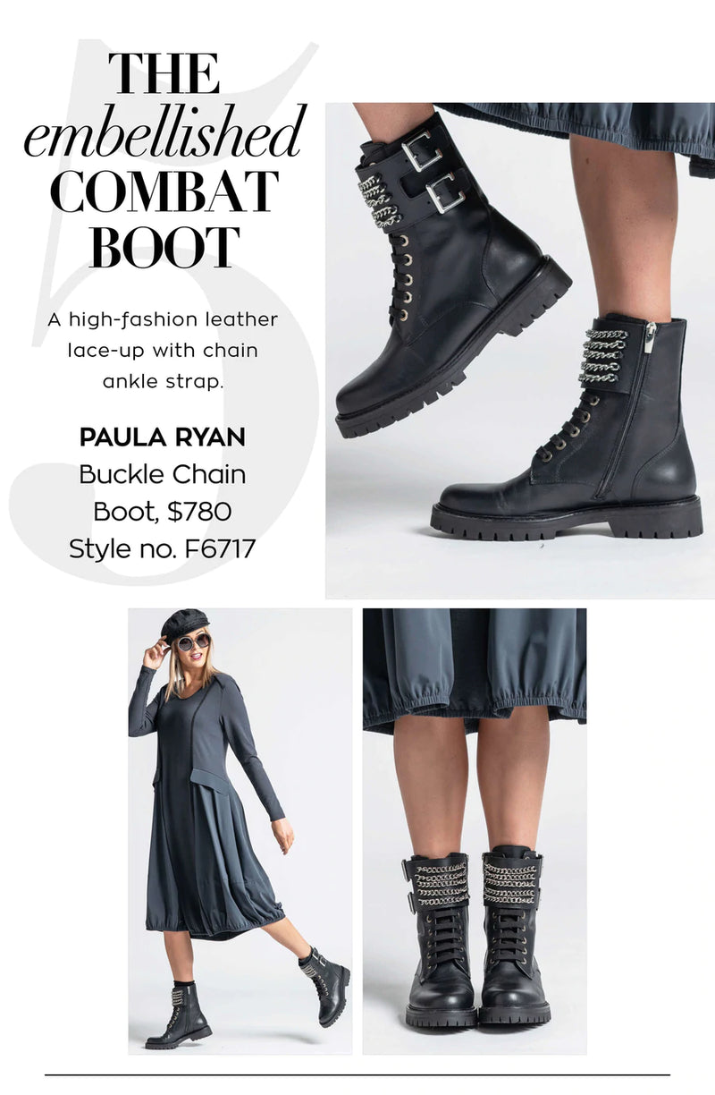 Paula Ryan Buckle Chain Boot - Black