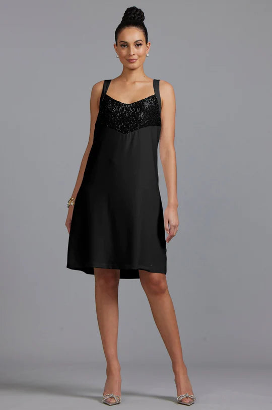 Paula Ryan Sequin Bodice Dress - Black