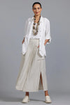 Paula Ryan Washer Linen Split Skirt-White
