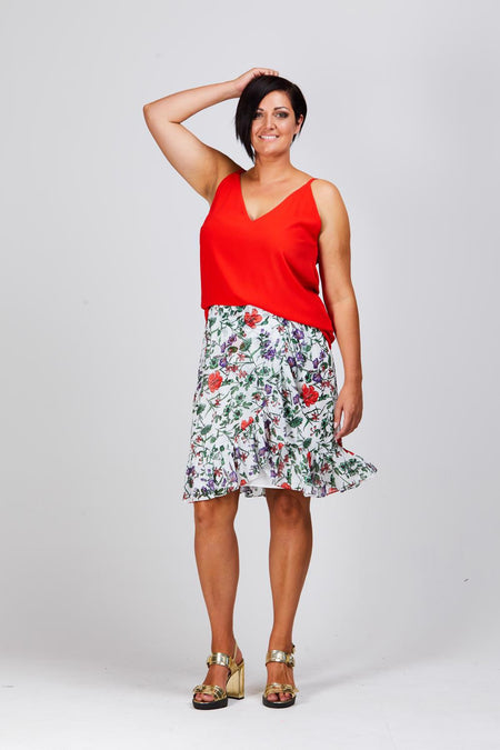 Side Tuck Skirt - Cerise Colour