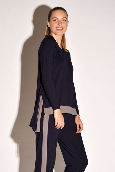Paula Ryan Contrast Side Panel Slim Leg Pant