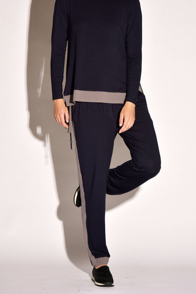 Paula Ryan Contrast Side Panel Slim Leg Pant