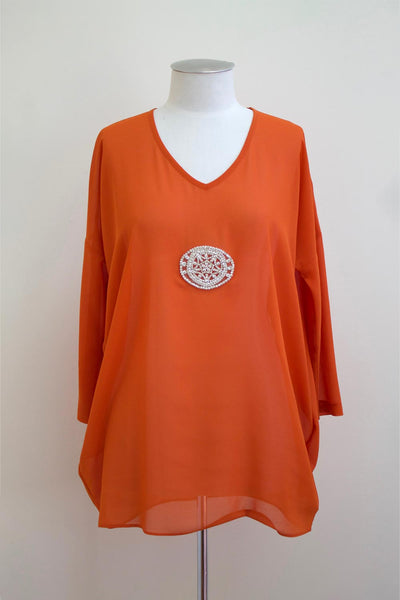 Bittermoon Diamante Top - Orange