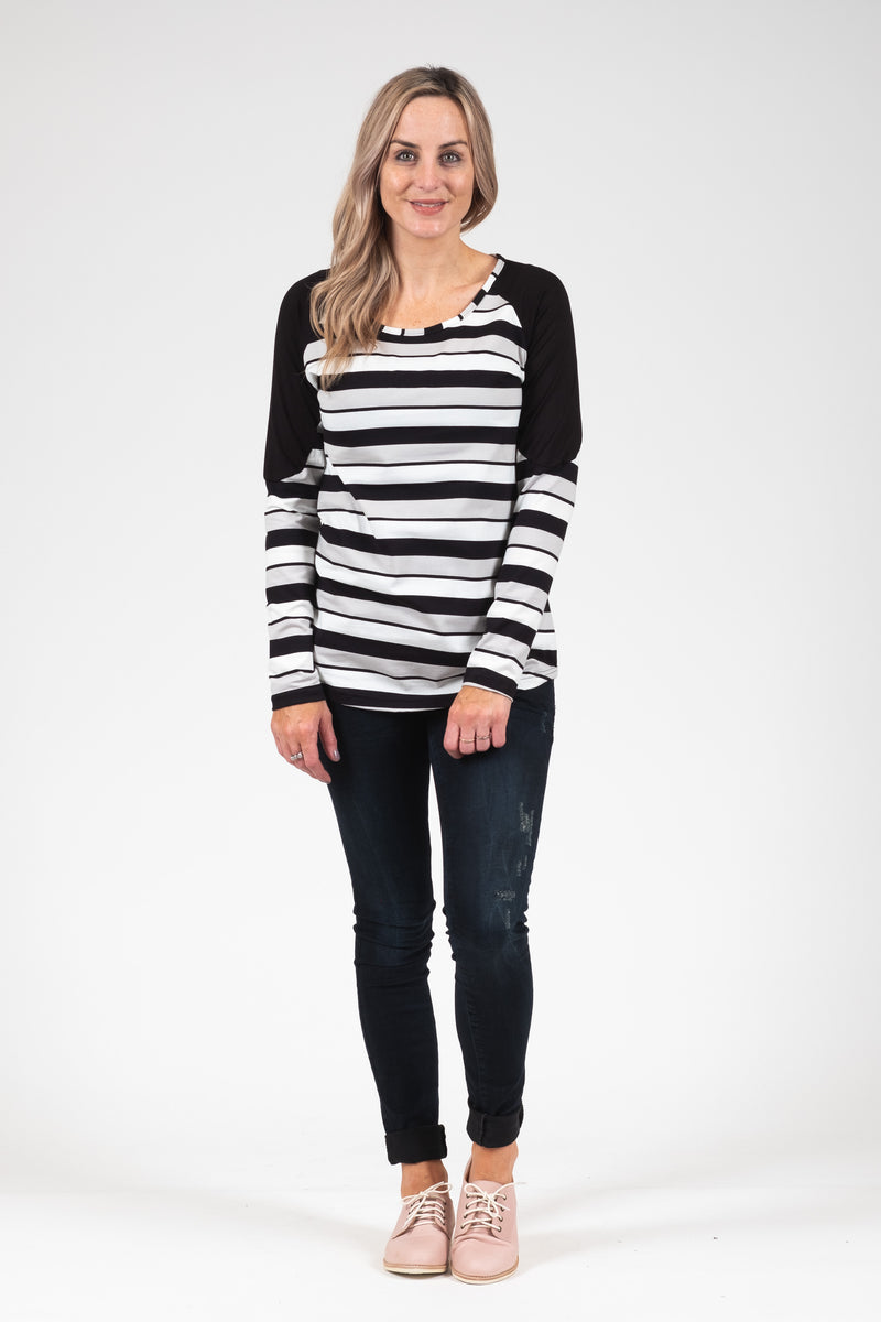 Bailey Top - Grey Stripe