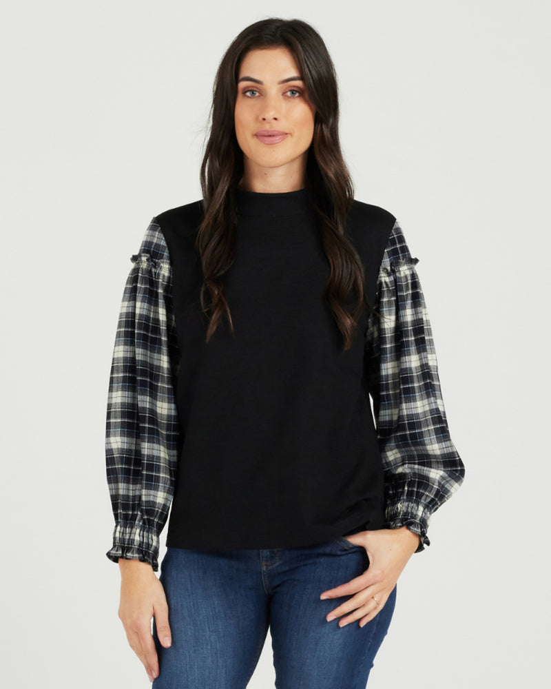 Zafina Ylona Top Black Check