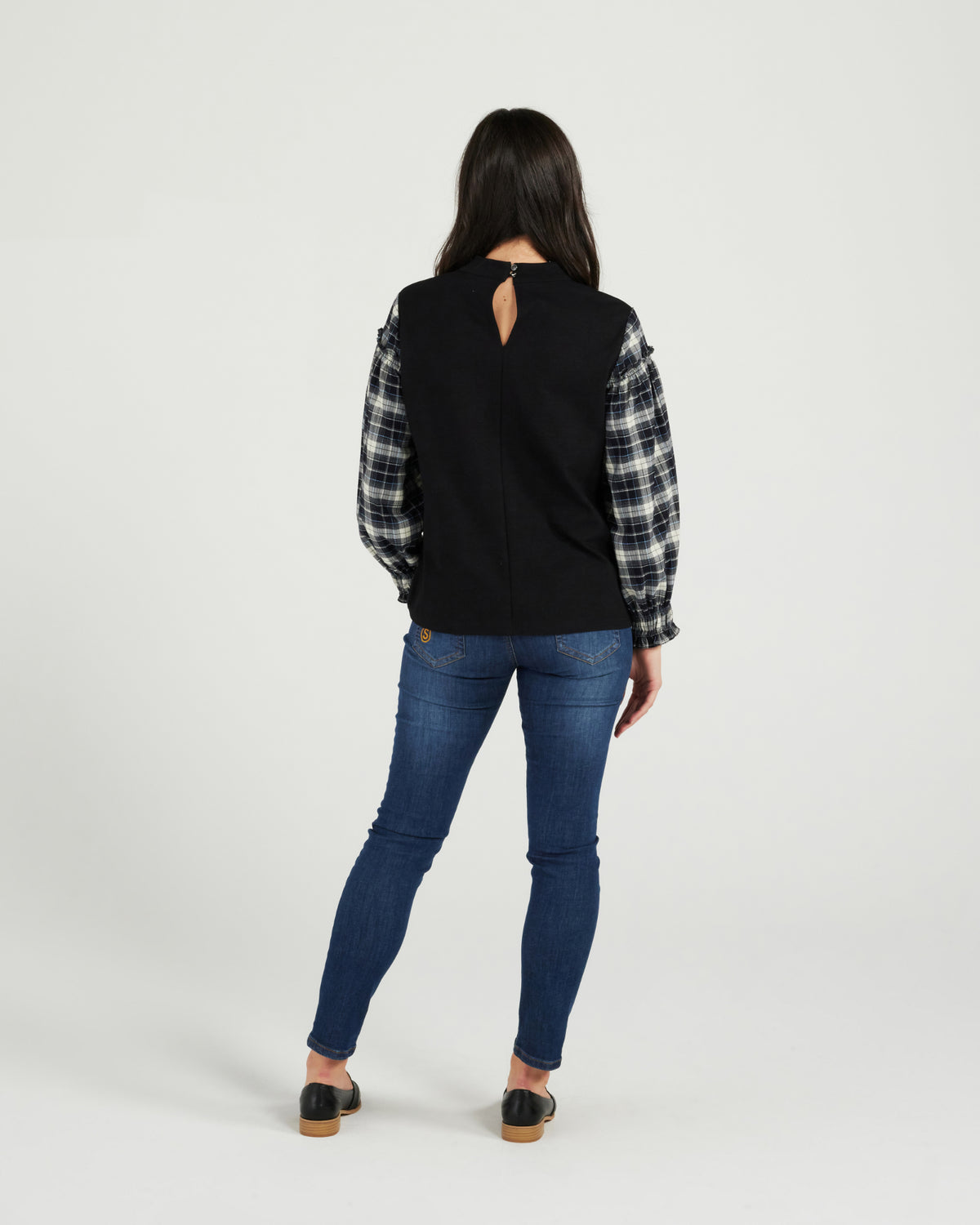 Zafina Ylona Top Black Check