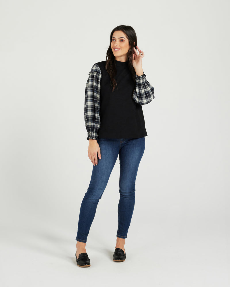 Zafina Ylona Top Black Check