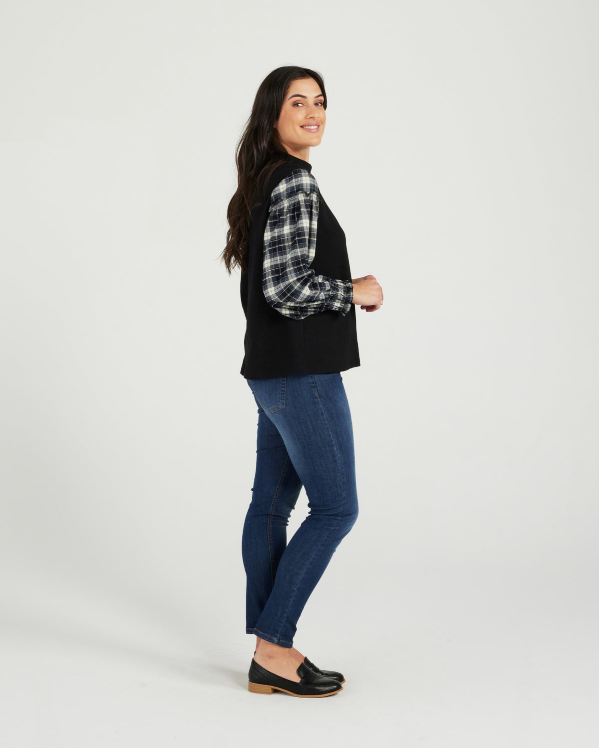 Zafina Ylona Top Black Check