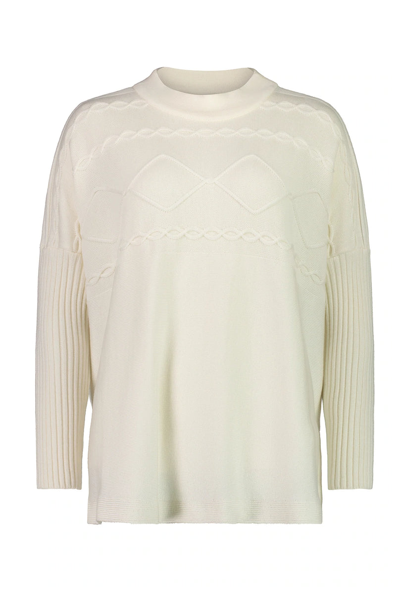 Paula Ryan Boxy Cable Sweater - Winter White