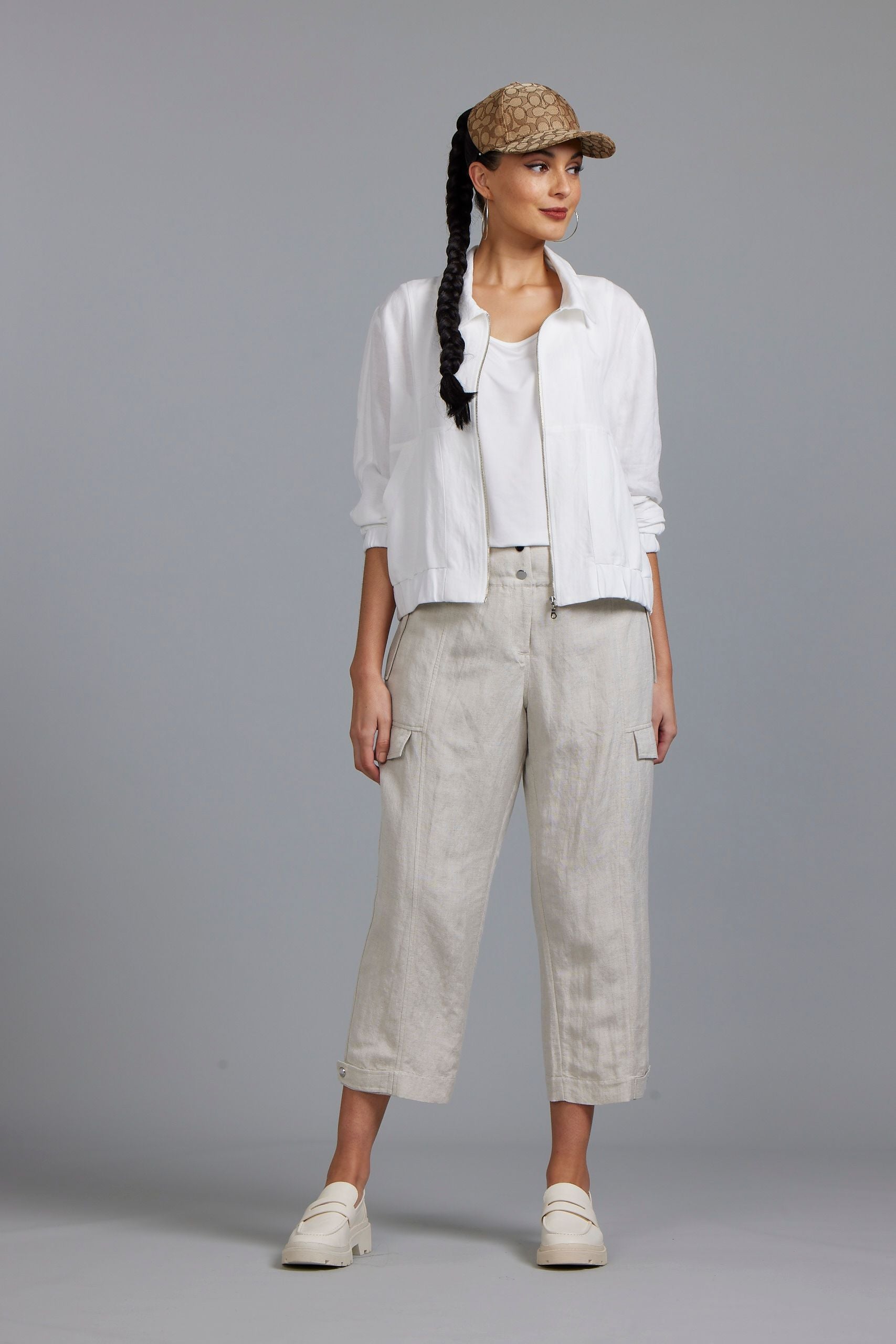 Paula Ryan Washer Linen Cropped Jacket White – ROSSELLINI SHINE