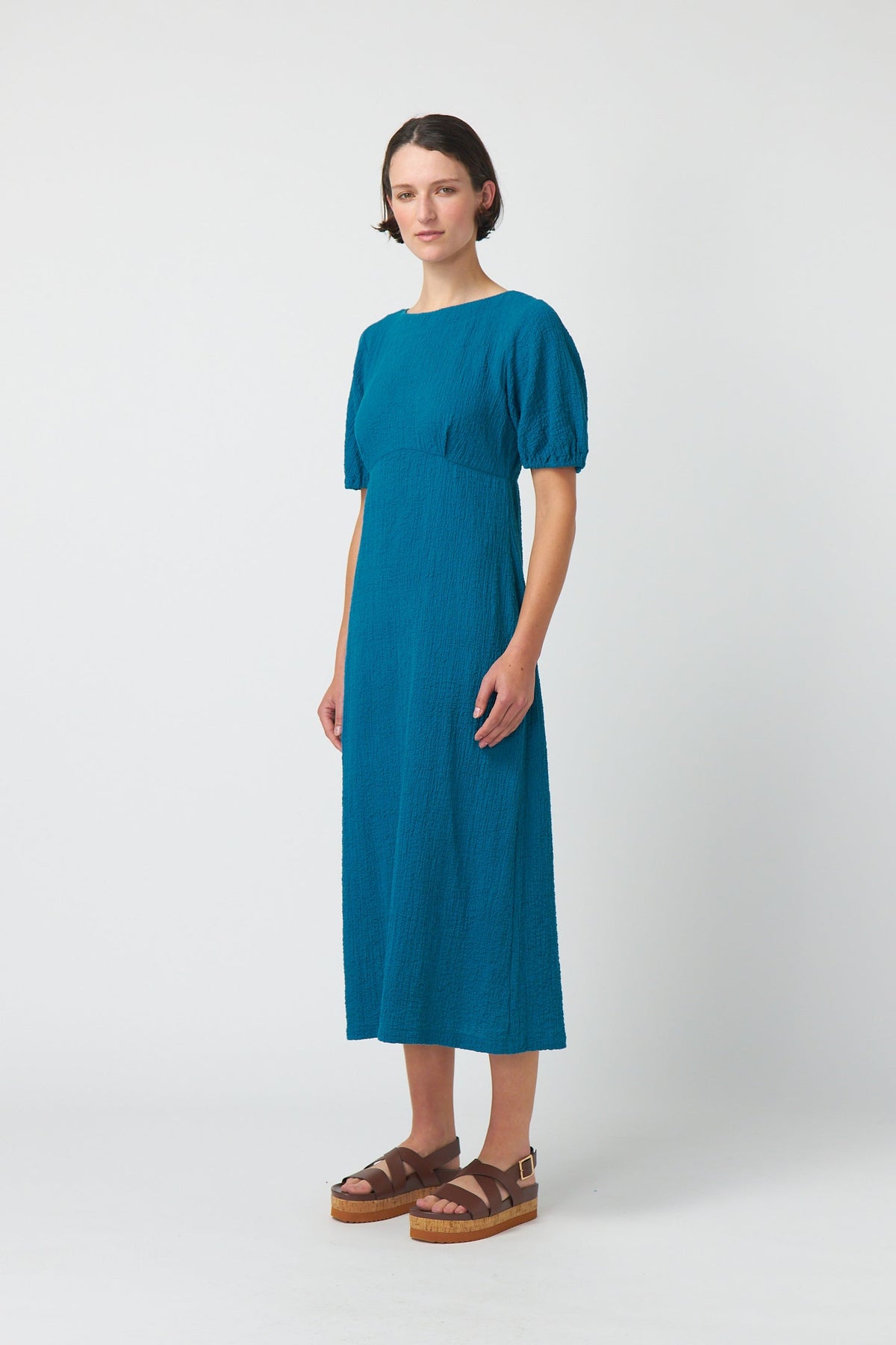 Sylvester Crinkle Midi Dress - Turquoise