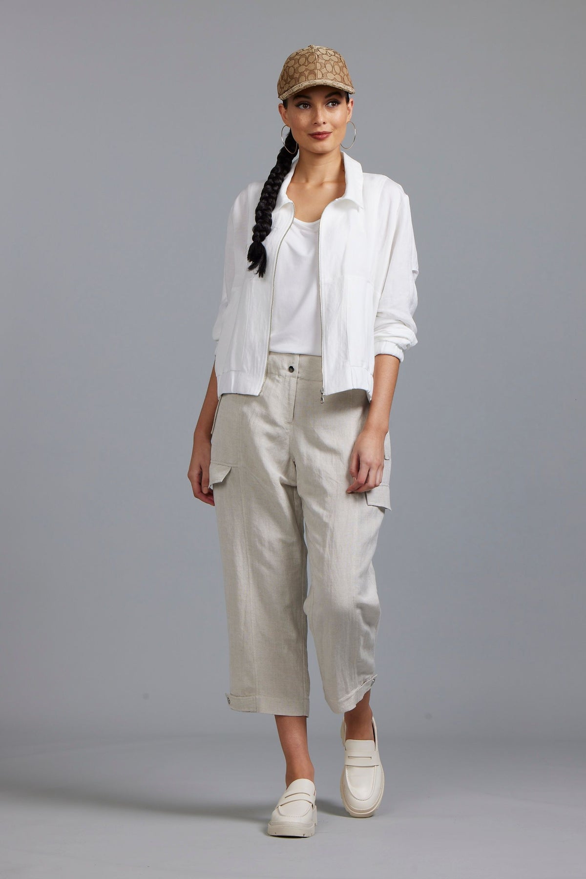 Linen Short Jacket and Capri Pants. Linen Suit. Linen Crop Jacket