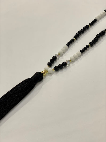 Tassel Necklace -  Black/White