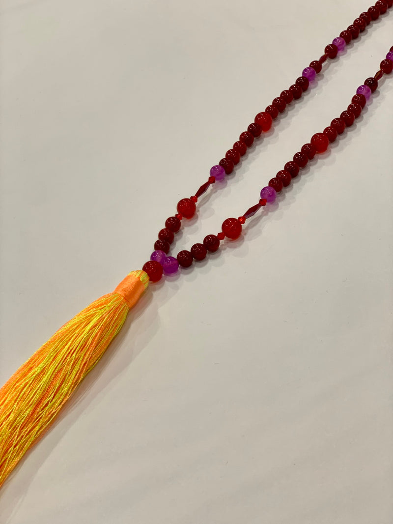 Tassel Necklace -  Orange/Red/Pink