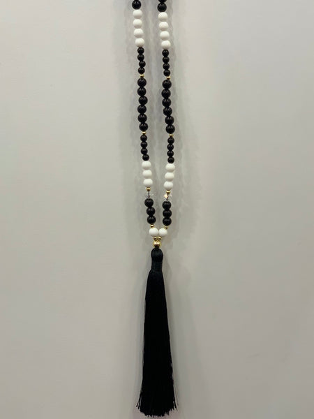 Tassel Necklace -  Black/White