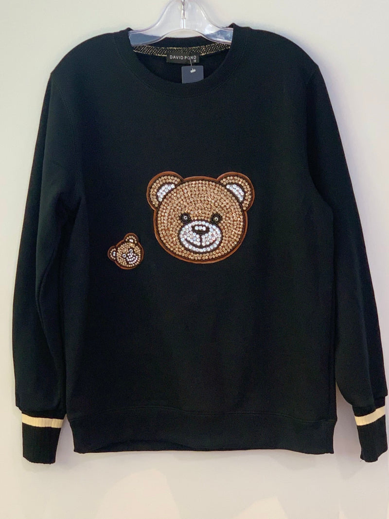 David Pond Sweatshirt-Golden Sequin Bear