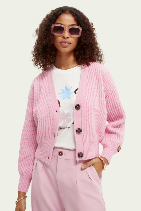 Scotch Soda V Neck Boxy Knitted Cardigan – ROSSELLINI SHINE