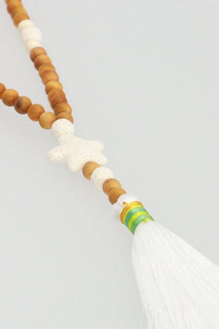 Tassel Necklace - Clear/Blue/Marble