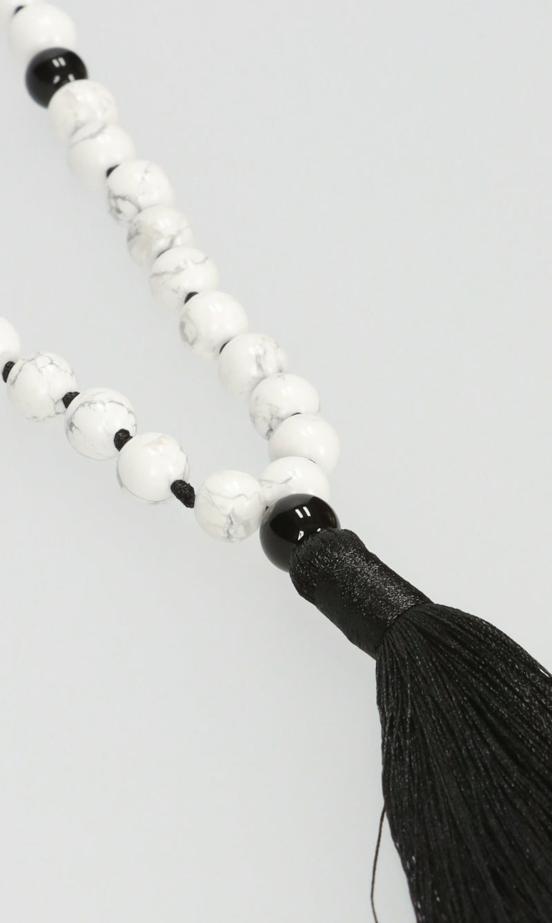 Tassel Necklace -  Marble/Black