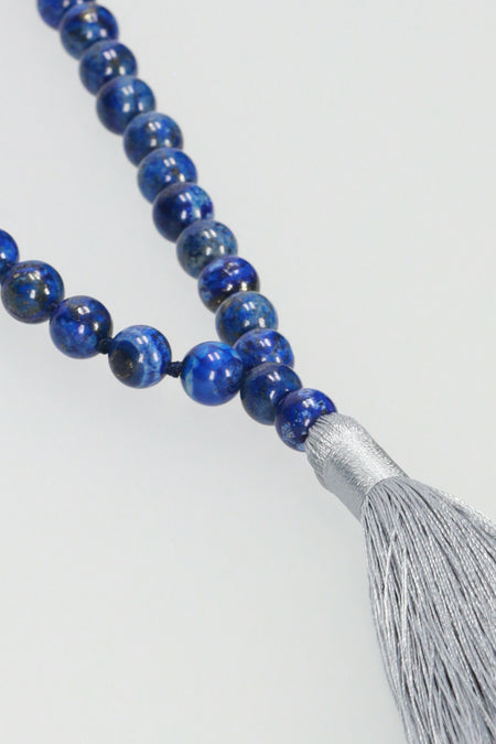 Tassel Necklace - Wood/Blue