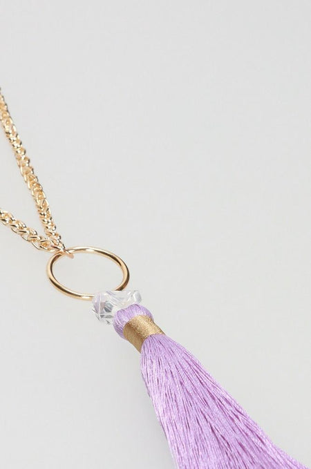 Tassel Necklace - Clear/Blue/Marble