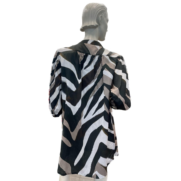 Paula Ryan Soft Neck Shirt Zebra Print