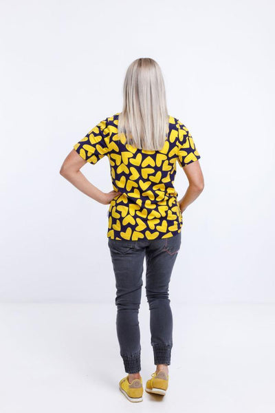 Home-Lee Winter Taylor Tee Blue Yellow Heart Print